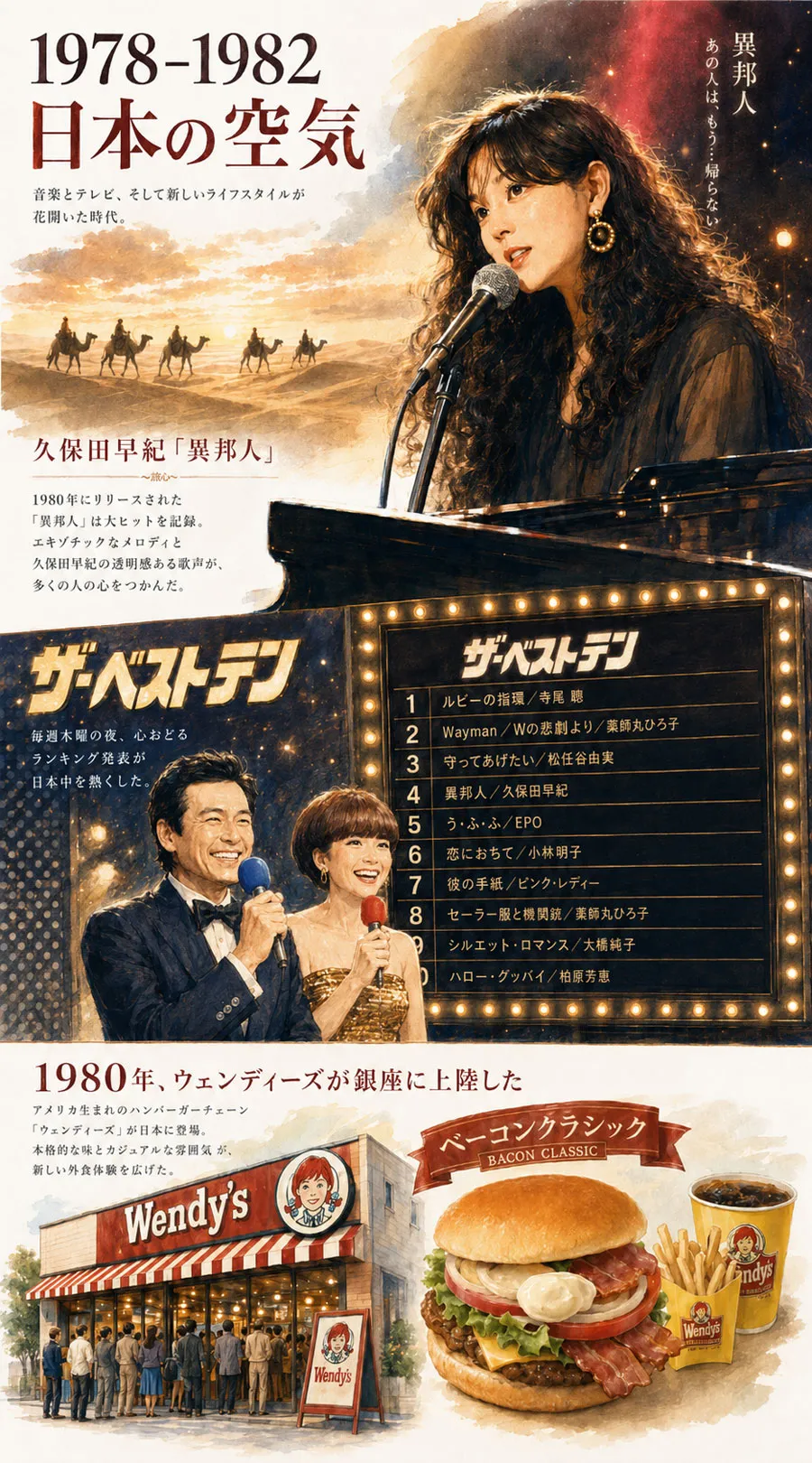 久保田早紀の異邦人、ザ・ベストテン、ウェンディーズで振り返る1978年から1982年の日本