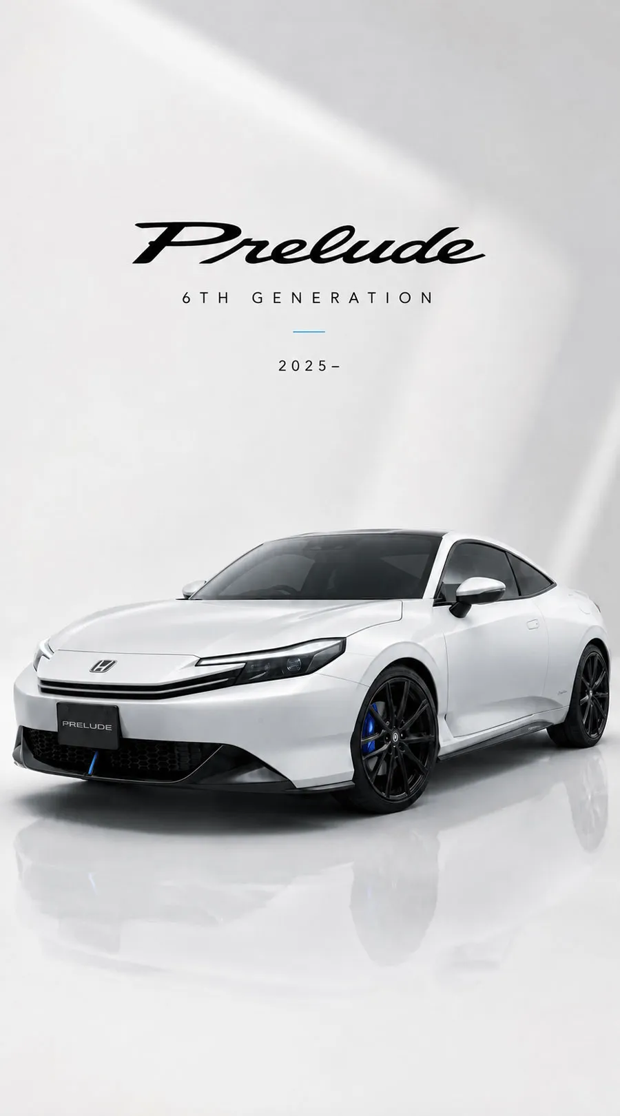 白い6代目ホンダ・プレリュードを斜め前から描いた2025年モデルの扉絵